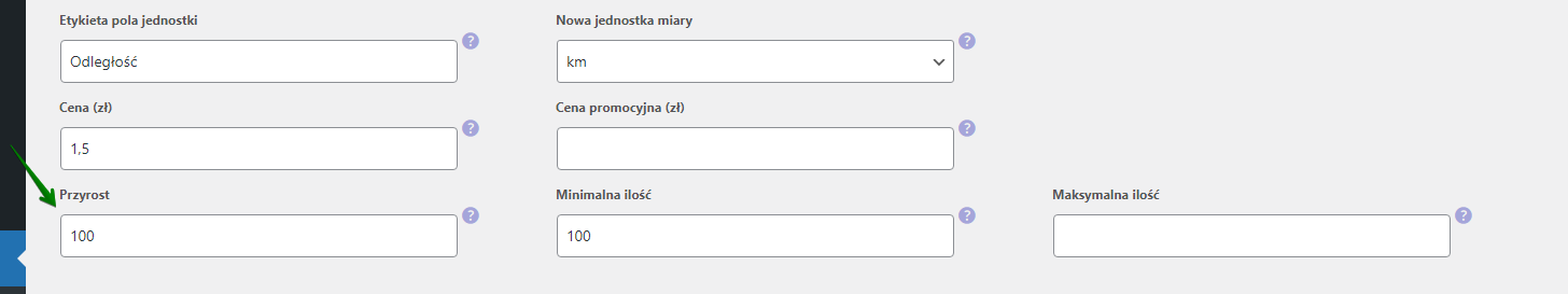 Kalkulator Jednostek - przyrost nowej jednostki miary produktu w WooCommerce - kilometry