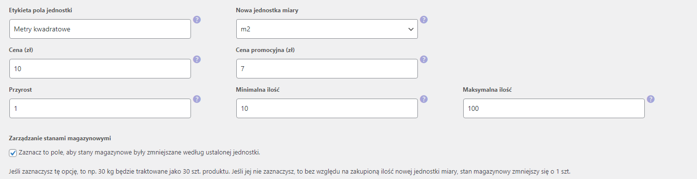 Kalkulator Jednostek - włącz nową jednostkę miary dla produktu WooCommerce
